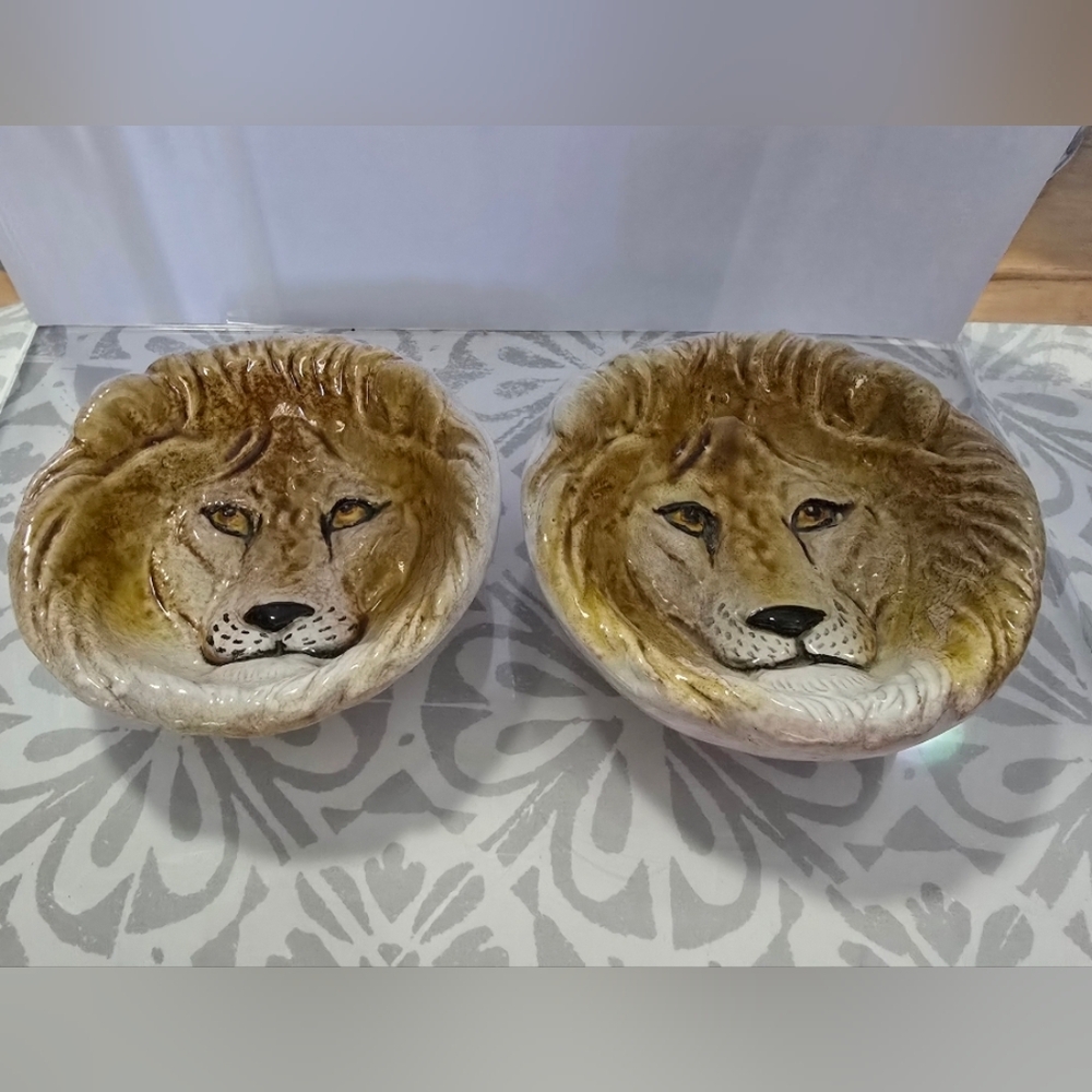 Vintage Italian Lion Head Trinket Dish Pair – Attributed to Sigma Taste Seller